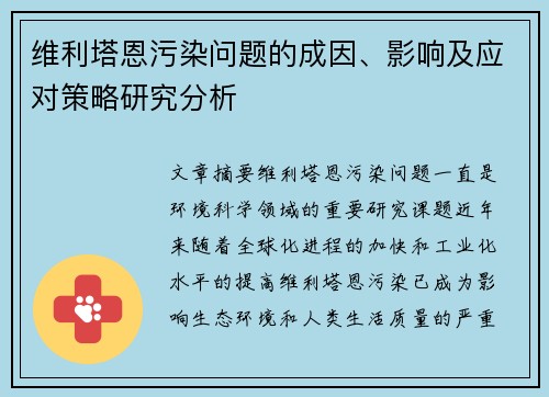 维利塔恩污染问题的成因、影响及应对策略研究分析